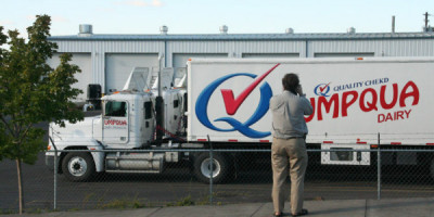 Dr. Keene takes a shot of an Umpqua Dairy truck as the investigation comes to a close.