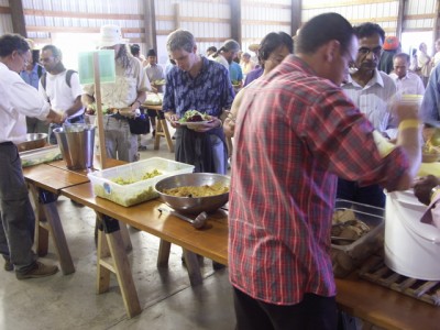 Group meals were self-served 3 times each day in a converted barn.