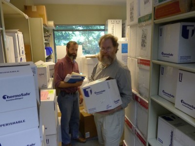 Preparing to ship a few hundred fecal specimens to the lab.