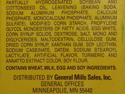 Cake batter mix ingredients.