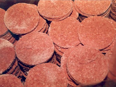 Hamburgers from one of the lots of Jack-in-the-Box burgers implicated in the O157 outbreak.