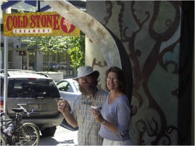 Bill Keene and Chris Van Beneden outside a Cold Stone Creamery in Seattle, WA