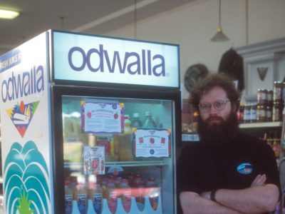 Bill with Odwalla products